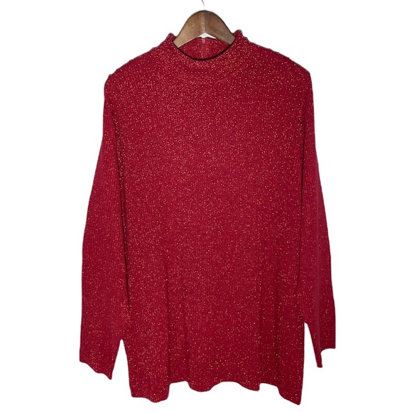 Perfect Silhouettes Vintage Plus Size Beaded Metallic Turtleneck - Picture 4 of 9